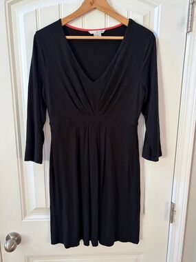 Boden Black Viscose V-neck MIDI Dress Sz 10L